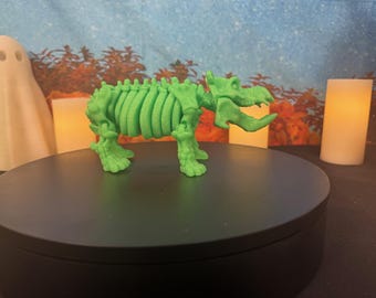 Glow-in-the-Dark Green Skeleton Hippo – Halloween Collection by Circle Heart Star