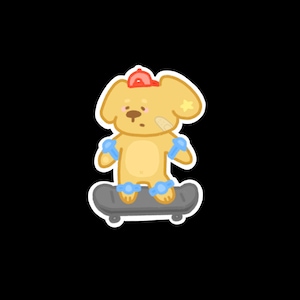 skater dog sticker || skateboarding dog sticker || matte vinyl, waterproof, scratch proof || 3inches x 2 inches