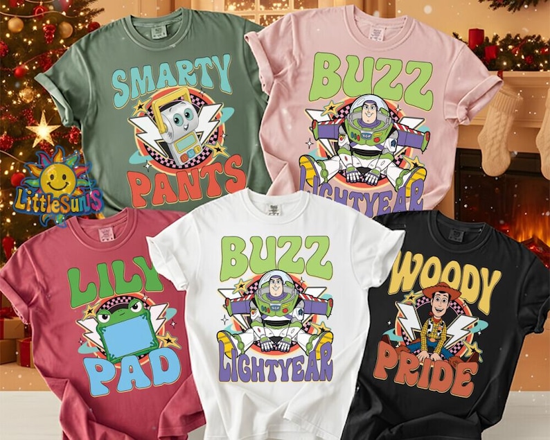 Camiseta de personajes de Toy Story de Pixar en Disneyland, camiseta de Woody, Buzz, Jessie y Bo Peep, camiseta personalizada para grupos, camiseta familiar para viajes a Disney. imagen 3