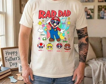 Personalized Disneyland Super Mario Rad Dad Shirt, Mario Galaxy Movie Shirt, Father's Day Shirt, Disneyland Dad And Son Matching Shirt