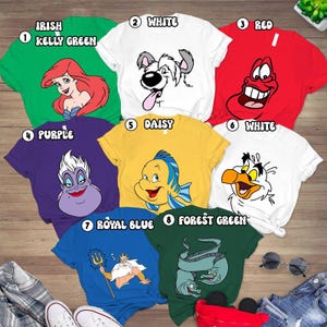 Little Mermaid Costume Shirt, Ariel Flounder Sebastian Ursula Shirt, Little Mermaid Family Costume, Disneyland Family Group Matching Tee 01