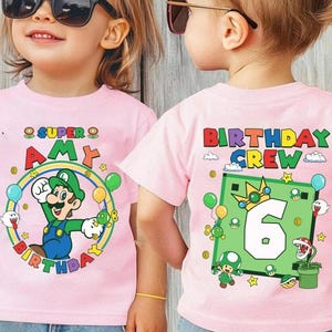 Camiseta de cumpleaños personalizada de Mario Luigi, camiseta de la película Mario Galaxy, camiseta familiar de Mario del universo épico, camiseta grupal de fiesta de cumpleaños de Mario -3 imagen 4