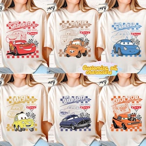 Retro Disneyland Cars Shirt, Checkered Lightning McQueen Shirt, Cars Sally Shirt, Disneyland Family Trip Shirts, Disneyland Vacation Tee image 1