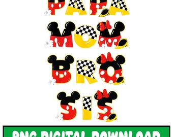 Disneyland Mickey Minnie Familie Passende PNG Bundle, Disneyland Papa Mama Bro Sis Png, Geburtstag Familie Png, Magic Kingdom, digitaler Download
