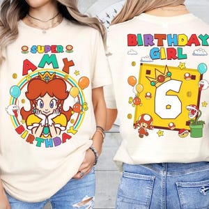 Custom Mario Princess Daisy Birthday Shirt, Mario Galaxy Movie Shirt, Epic Universe Mario Family Shirt, Mario Party Birthday Girl Gift -6 image 1