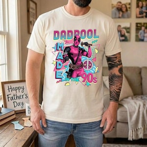 Funny Dadpool Made in the 90s Shirt, Deadpool Father's Day TShirt, Retro 90s MCU Dad Gift, Cool Dadpool Men's Graphic Tee image 1