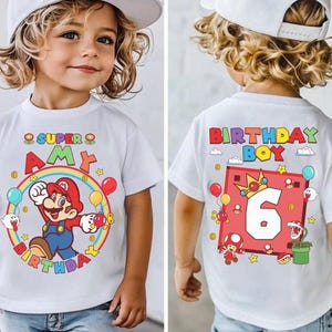 Custom Mario Birthday Boy Shirt, Super Mario Galaxy Movie Shirt, Epic Universe Mario Family Shirt, Mario Family Birthday Party Shirt -2 image 3