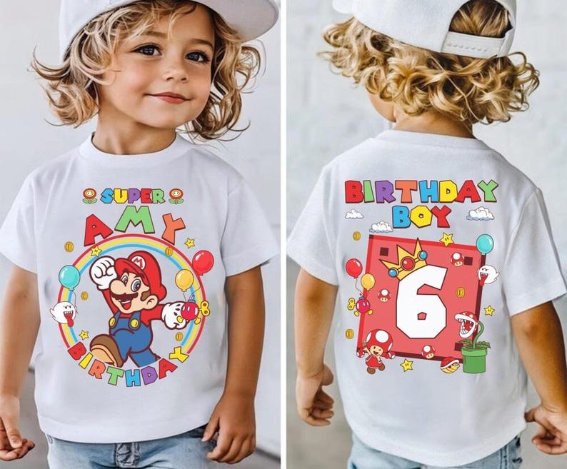 Custom Mario Birthday Boy Shirt, Super Mario Galaxy Movie Shirt, Epic Universe Mario Family Shirt, Mario Family Birthday Party Shirt -2 image 3
