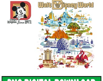 Walt Disneyworld PNG, Mickey Mouse Png, Magic Kingdom Since 1971, Disneyland Epcot, Hollywood Studios, Mickey And Friend, Digital Download