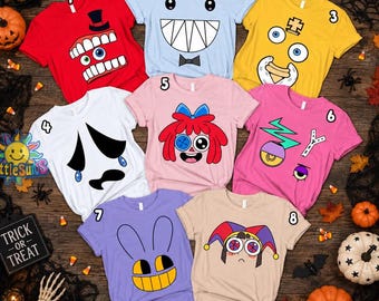 The Amazing Digital Circus Halloween Costume Shirt, Digital Circus Costume Tee, Pomni Jax Gangle Shirt, Halloween Family Matching Shirt