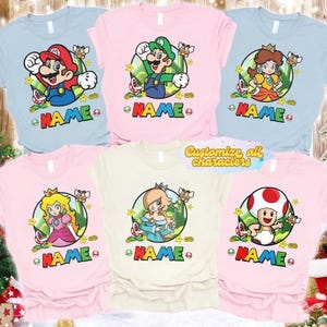 Camiseta personalizada de Super Mario, camiseta de la película Mario Galaxy, camiseta familiar a juego de Epic Universe, camiseta grupal de Disneyland Mario 03 imagen 2