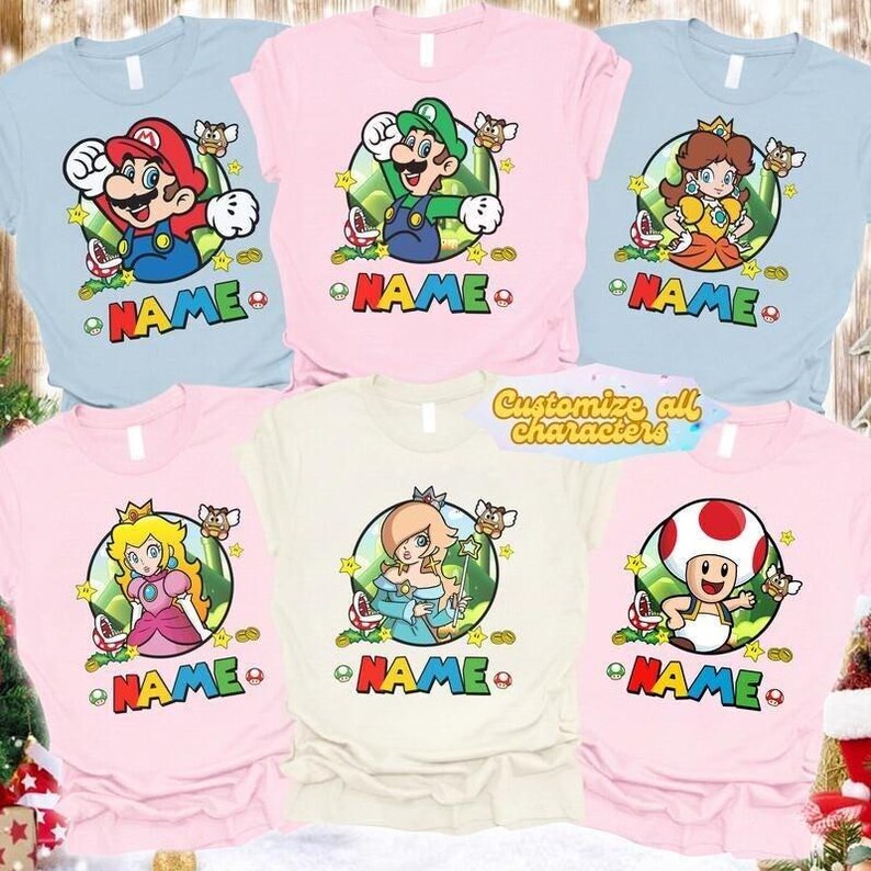 Camiseta personalizada de Super Mario, camiseta de la película Mario Galaxy, camiseta familiar a juego de Epic Universe, camiseta grupal de Disneyland Mario 03 imagen 2