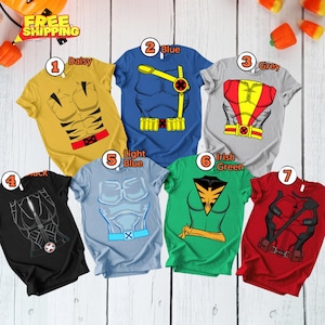 X-Men Wolverine Costume Matching Shirt, X-Men Superhero Group Costume, Wolverine Professor X Cyclops Shirt, Halloween Family Matching Tee