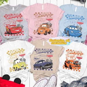 Retro Disneyland Cars Shirt, Checkered Lightning McQueen Shirt, Cars Sally Shirt, Disneyland Family Trip Shirts, Disneyland Vacation Tee image 3