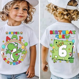 Custom Mario Yoshi Birthday Shirt, Super Mario Galaxy Movie Shirt, Epic Universe Mario Family Shirt, Mario Group Birthday Party Shirt -5 image 3