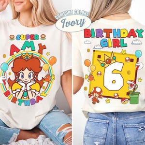 Custom Mario Princess Daisy Birthday Shirt, Mario Galaxy Movie Shirt, Epic Universe Mario Family Shirt, Mario Party Birthday Girl Gift -6 image 2