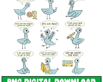 Taube Lehrer Gruppe Kostüm PNG Bundle, Kindergärtnerin, lustige Kinderbuch Charaktere Kostüm, Buchliebhaber Gruppe, digitaler Download