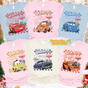 Retro Disneyland Cars Shirt, Checkered Lightning McQueen Shirt, Cars Sally Shirt, Disneyland Family Trip Shirts, Disneyland Vacation Tee image 2
