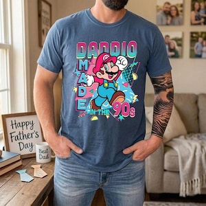 Daddio Made In The 90s Mario Shirt, Mario Galaxy Movie Shirt, Super Daddio Shirt, Father's Day Gifts, Epic Universe Family Shirt image 5
