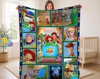 Toy Story 5 Fleece Blanket, Disneyland Toy Story Blanket, Woody Buzz Lightyear Jessie Blanket, Toy Story 5 Gift For Boy Girl
