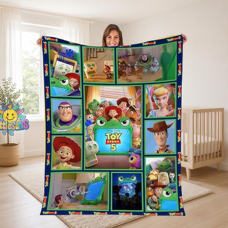 Toy Story 5 Fleece Blanket, Disneyland Toy Story Blanket, Woody Buzz Lightyear Jessie Blanket, Toy Story 5 Gift For Boy Girl image 1