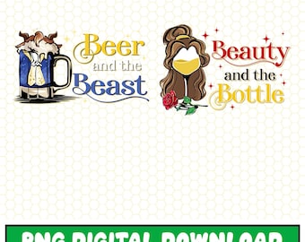 Die Schöne und das Biest Paar Passende Png, die Schöne und die Flasche, Bier und das Biest Png, Paar Valentinstag Geschenk, Disneyland Paar Png 02