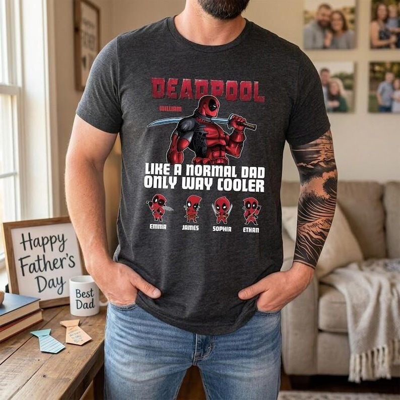 Deadpool Dad Shirt, Like A Normal Dad Only Way Cooler Father's Day Gift,Superhero Fathers Day Shirt, Funny Dad Tshirt, Deadpool Fan Gift image 1