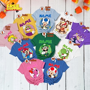 Personalized Super Mario Family Costume Shirt Super Mario Matching Shirt Super Mario Halloween Group Tee Super Mario Halloween Party Shirt