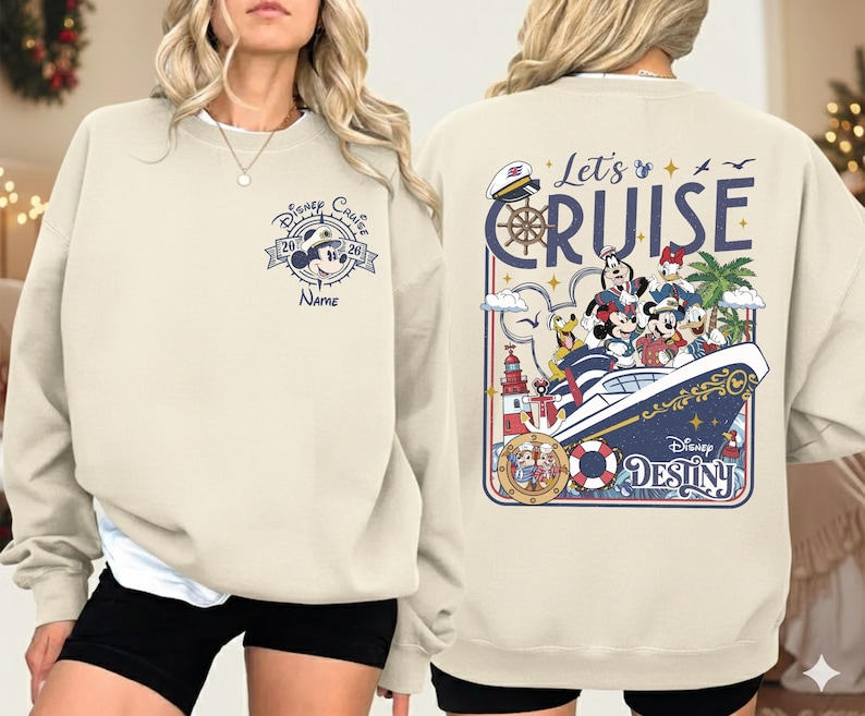 Personalized Disneyland Cruise 2026 Comfort Colors Shirt, Mickey And Friends Cruise Family Matching Shirt, Disneyland Crusie Squad Tee 00 image 4