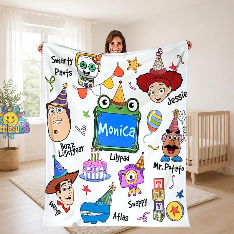 Custom Disneyland Toy Story 5 Fleece Blanket, Buzz Lightyear Blanket,Toy Story Woody Jessie Blanket, Toy Story Aliens, Birthday Boy Blanket afbeelding 1