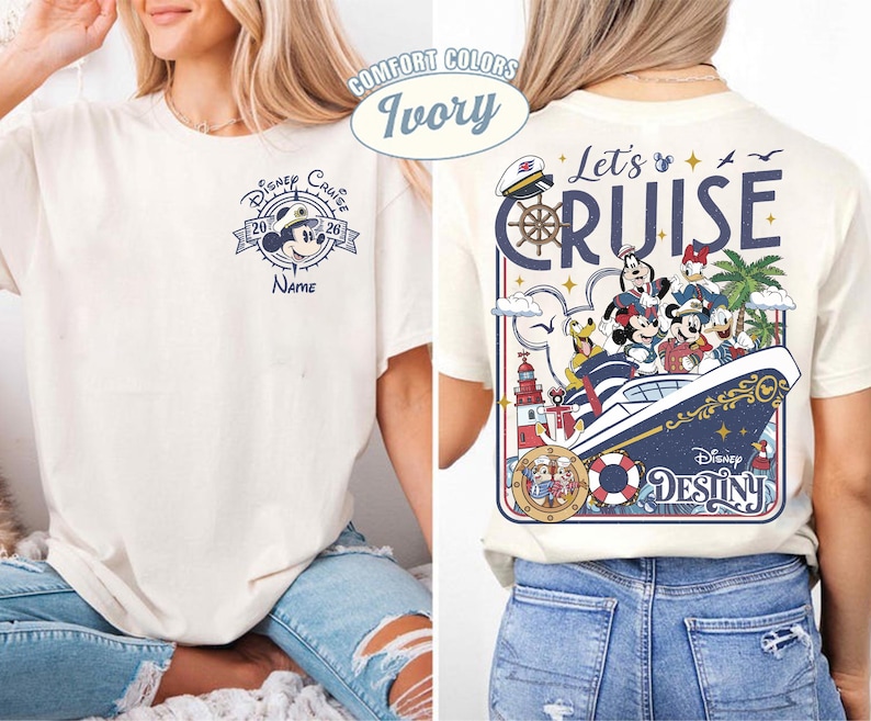 Personalized Disneyland Cruise 2026 Comfort Colors Shirt, Mickey And Friends Cruise Family Matching Shirt, Disneyland Crusie Squad Tee 00 image 2