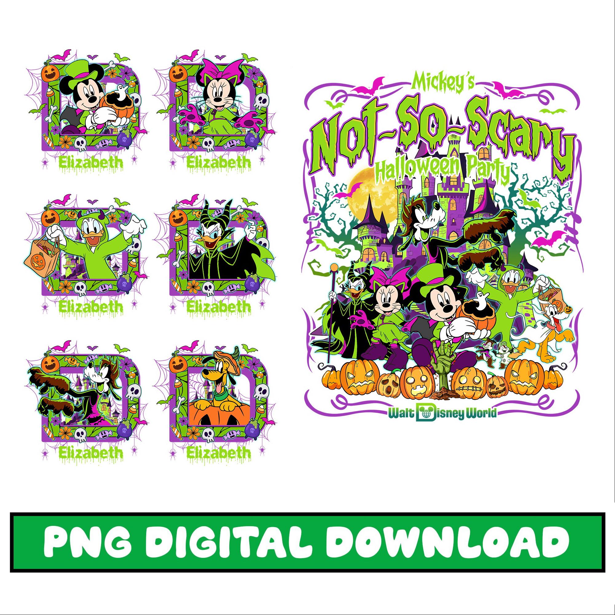 Benutzerdefinierte Micky ist nicht so beängstigend, Halloween-Party PNG, Micky und Freunde Halloween-Kürbis, Halloween-Kostüm, Halloween-Gruppe, digitaler Download