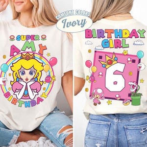 Custom Mario Princess Peach Birthday Shirt, Mario Galaxy Movie Shirt, Epic Universe Mario Family Shirt, Mario Luigi Birthday Theme Party -1 Bild 2