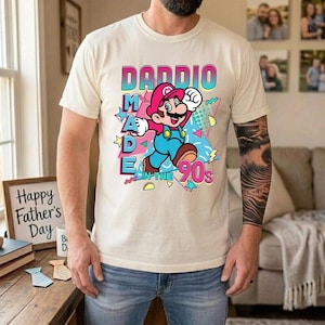 Daddio Made In The 90s Mario Shirt, Mario Galaxy Movie Shirt, Super Daddio Shirt, Father's Day Gifts, Epic Universe Family Shirt image 1