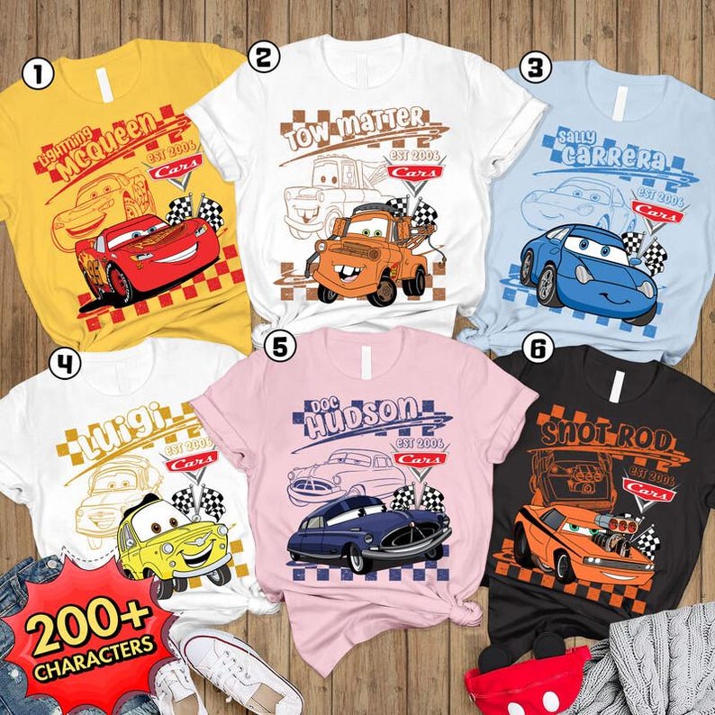 Retro Disneyland Cars Shirt, Checkered Lightning McQueen Shirt, Cars Sally Shirt, Disneyland Family Trip Shirts, Disneyland Vacation Tee image 5