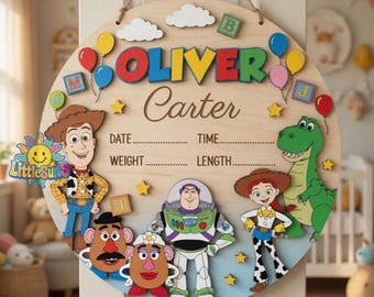 Placa de madera con el nombre del profesor de Toy Story, letrero personalizado con el nombre, colgador de puerta de Buzz y Woody, decoración personalizada de Disneyland, regalo para profesores