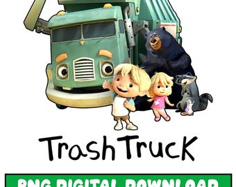 Camión de basura PNG, Cumpleaños de camión de basura PNG, Familia de camiones de basura a juego PNG, Dibujos animados divertidos PNG, Regalo de cumpleaños, Descarga digital de camión de basura