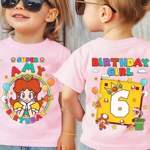 Custom Mario Princess Daisy Birthday Shirt, Mario Galaxy Movie Shirt, Epic Universe Mario Family Shirt, Mario Party Birthday Girl Gift -6 image 4