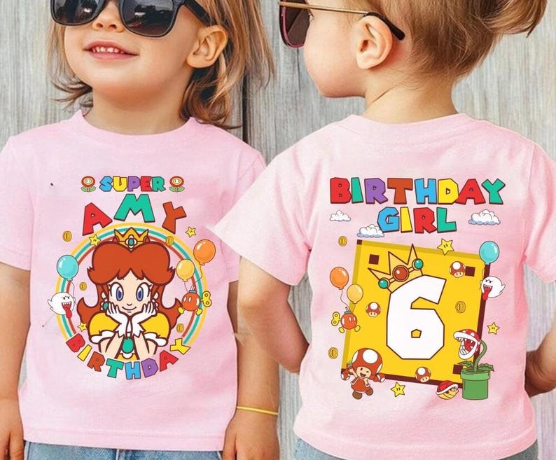 Custom Mario Princess Daisy Birthday Shirt, Mario Galaxy Movie Shirt, Epic Universe Mario Family Shirt, Mario Party Birthday Girl Gift -6 image 4
