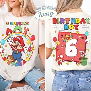 Custom Mario Birthday Boy Shirt, Super Mario Galaxy Movie Shirt, Epic Universe Mario Family Shirt, Mario Family Birthday Party Shirt -2 image 2