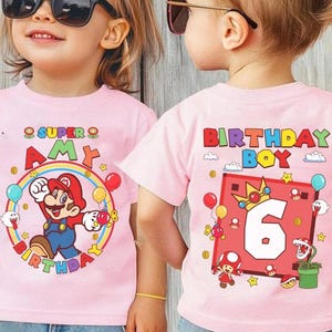 Custom Mario Birthday Boy Shirt, Super Mario Galaxy Movie Shirt, Epic Universe Mario Family Shirt, Mario Family Birthday Party Shirt -2 image 4