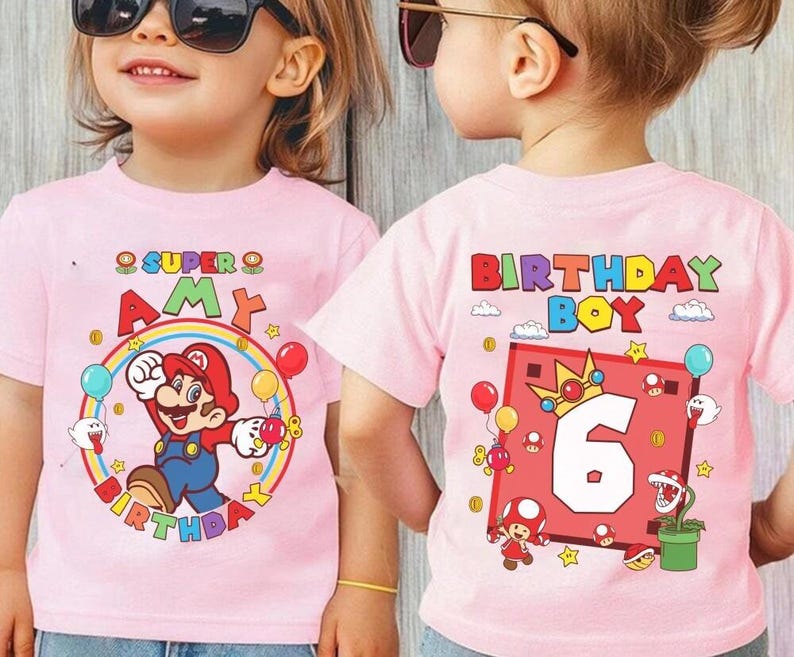 Custom Mario Birthday Boy Shirt, Super Mario Galaxy Movie Shirt, Epic Universe Mario Family Shirt, Mario Family Birthday Party Shirt -2 image 4