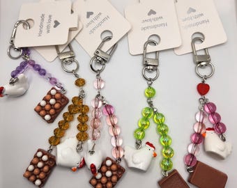 Chicken Keychain: Farm Animal Bag Charm, Hen Lover Gift