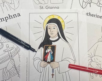 Catholic Saints Coloring Pages for Kids: 6 Female Saints (PDF Download)