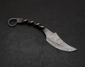 DE GRIMSHADE || Op maat gemaakt, handgesmeed - Handgedraaid handvat - Damascusstaal - EDC Karambit - Vakmanschap - Cadeau voor hem - Collectie - VS
