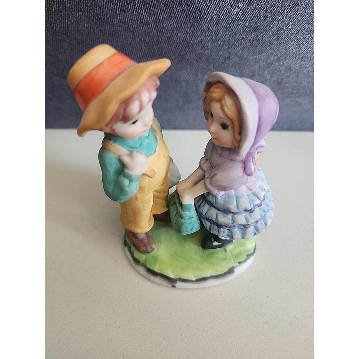Plaque Murale Vintage Lefton Années 70 – Enfants Garçon Et Fille, 8 X 8,75 Pouces, Occasion