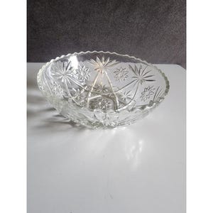 Vintage Anchor Hocking Glass American Prescut Star of David Serving Bowl