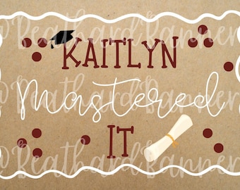 Plantilla de pancarta de graduación / Canva editable (descarga digital) / Maestría