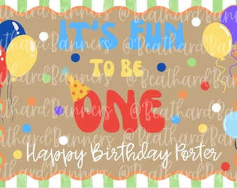 Plantilla de pancarta de cumpleaños "¡Es divertido cumplir un año!" (Descarga digital)