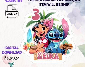 Aloha Birthday Cake Topper: Editable Party Decor (Digital Download)